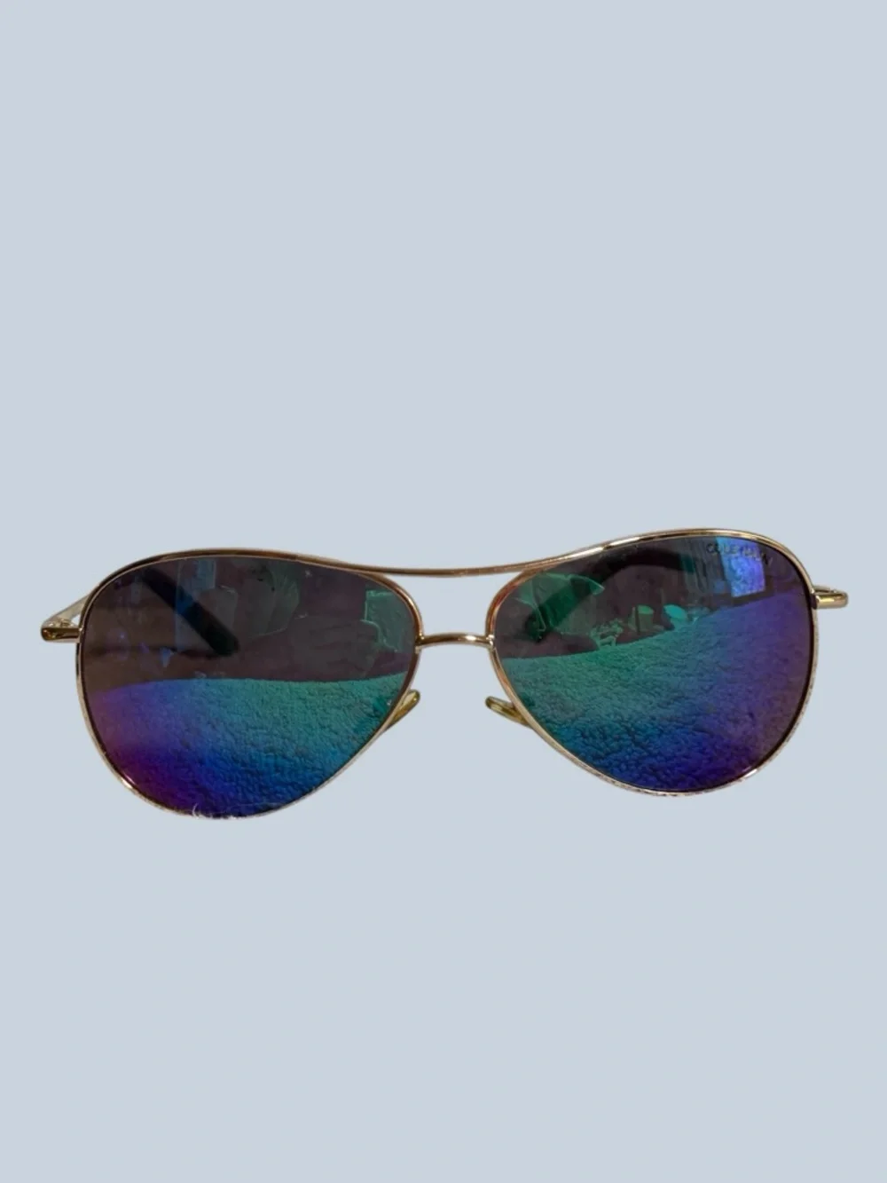 Unisex Aviator Sunglasses with Blue-Green Mirrored Lenses